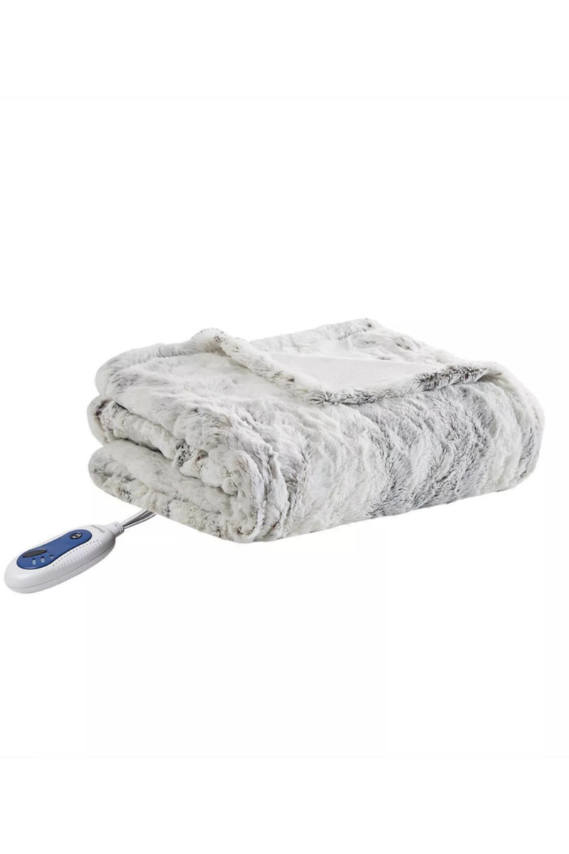 Beautyrest Aina Marble Faux Fur Heated Throw Blanket