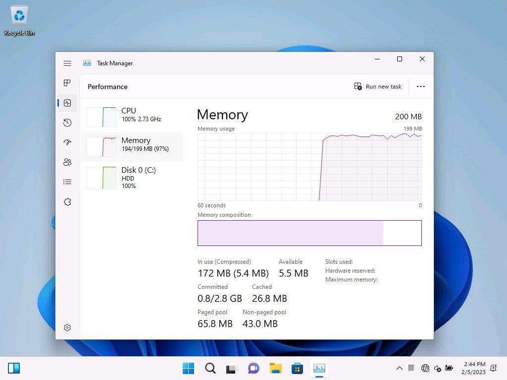tiny11 runs on tiny amount of RAM