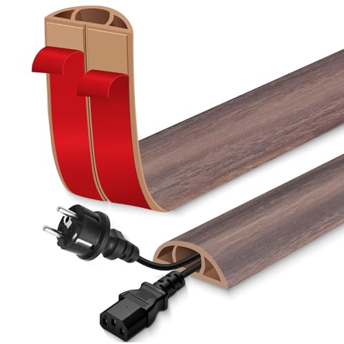 Floor Cable Cover Flexible Floor Cable Protector 3m Wire Covers for Cables Self Adhesive Cable Floor Cover Floor Cord Cover Cable Hider for Home Office Garage (grayish Brown Wood Grain, 30mm&amp;times;3m)
