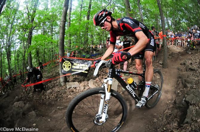 Stephen Ettinger (BMC) trying to make up lost ground due to a flat tire