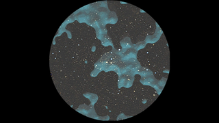Dark matter in the Coma Cluster. Dark matter represented by green clouds over the Coma Cluster and distant galaxies as seen by Subaru Telescope.
