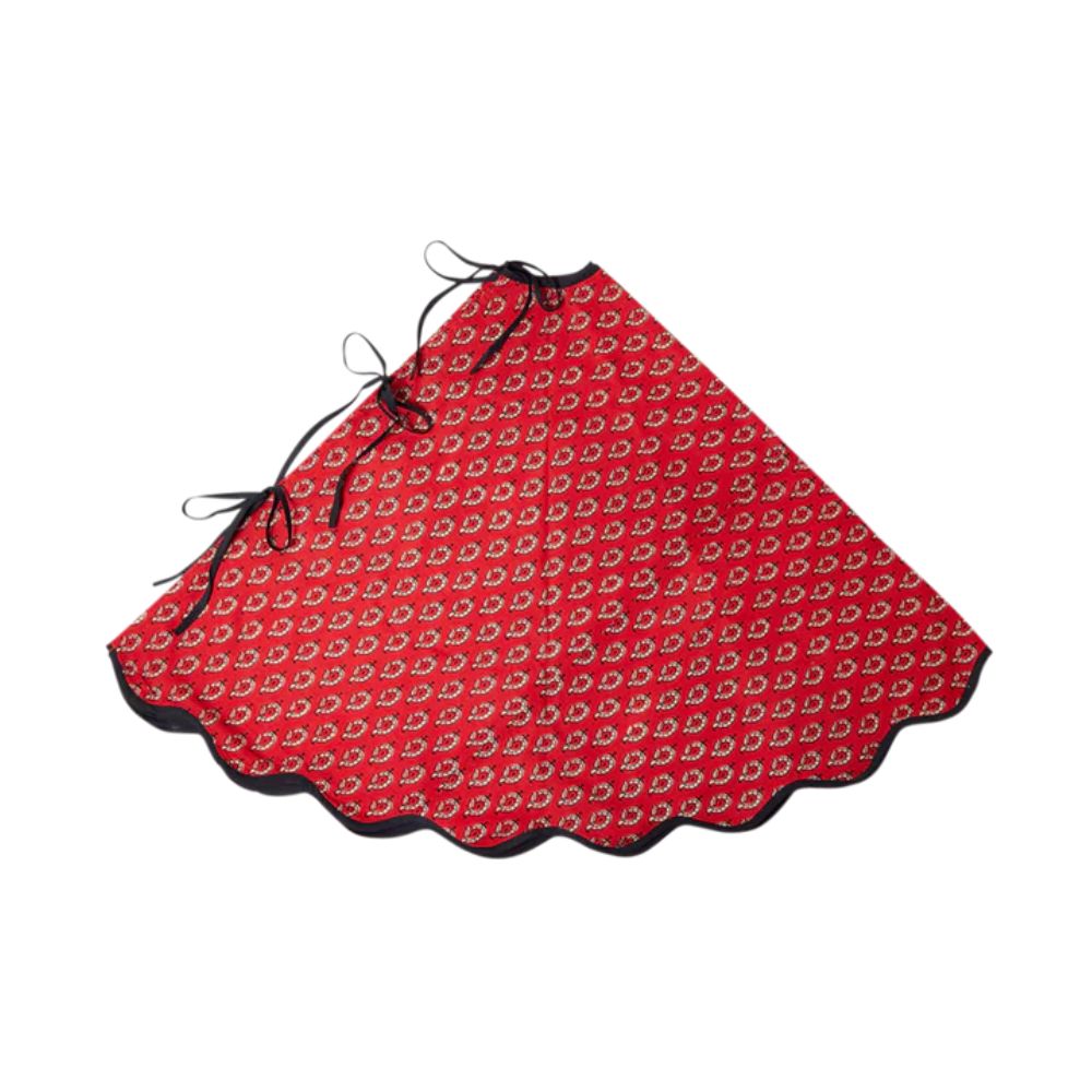 Crimson Scalloped Tree Skirt