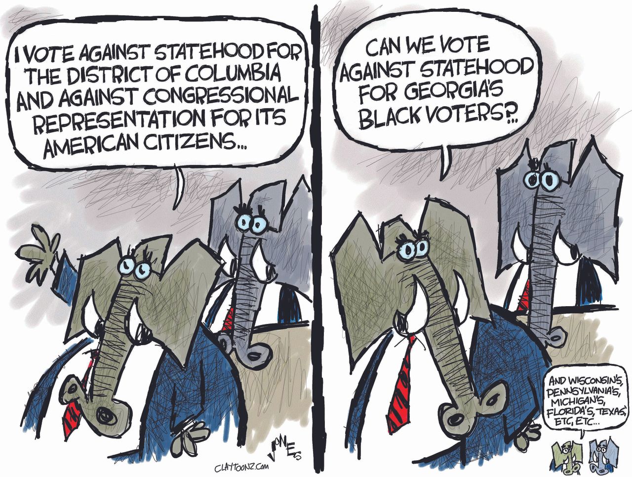 Political Cartoon U.S. gop dc statehood voter restrictions