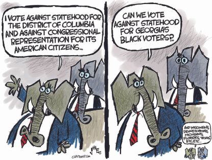 Political Cartoon U.S. gop dc statehood voter restrictions