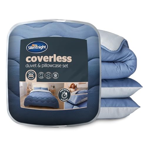 Silentnight Coverless Seersucker 10.5 Tog Duvet, Blue &amp;amp; Grey, Single