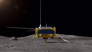 A render of the Chang'e-4 far side lander, released on August 15, 2018.