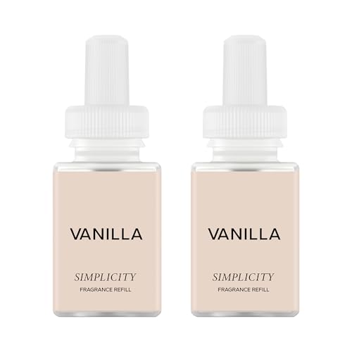 Pura &amp;amp; Simplicity Home Scent Refill - Smart Air Diffuser - Up to 120-Hours of Luxury Fragrance Per Refill - Home Essential - Clean &amp;amp; Safe Diffuser Fragrance - 2 Pack, Vanilla