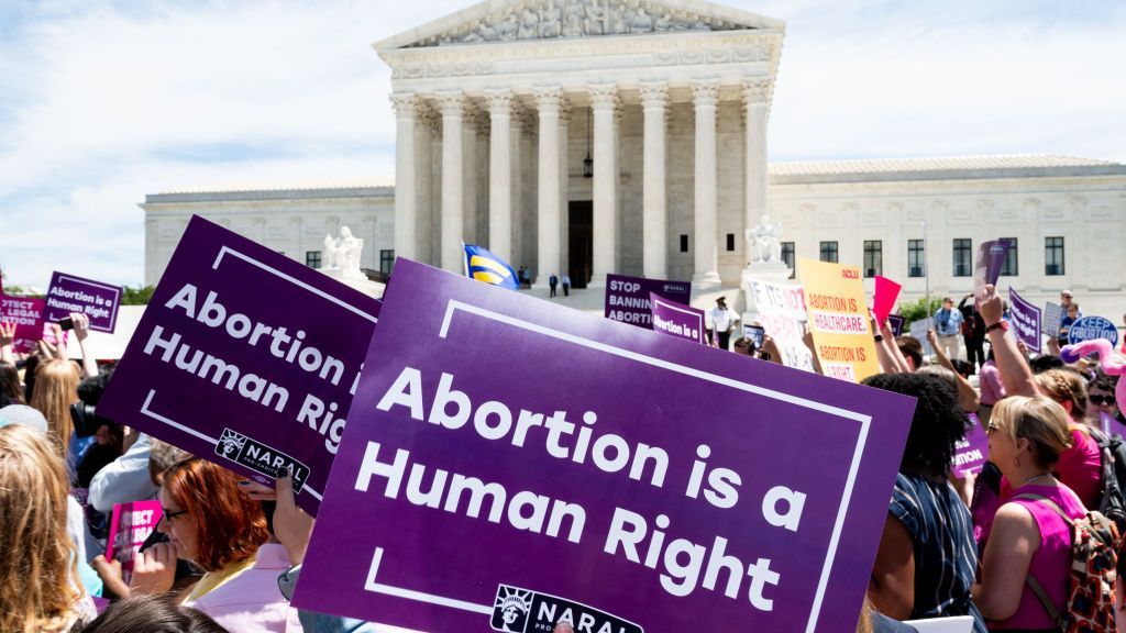 A placard saying, Abortion is a Human Right, seen during the...