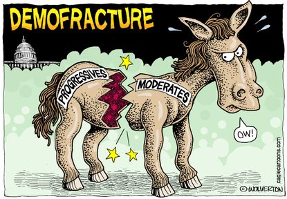 Political Cartoon U.S. Fractured democrats