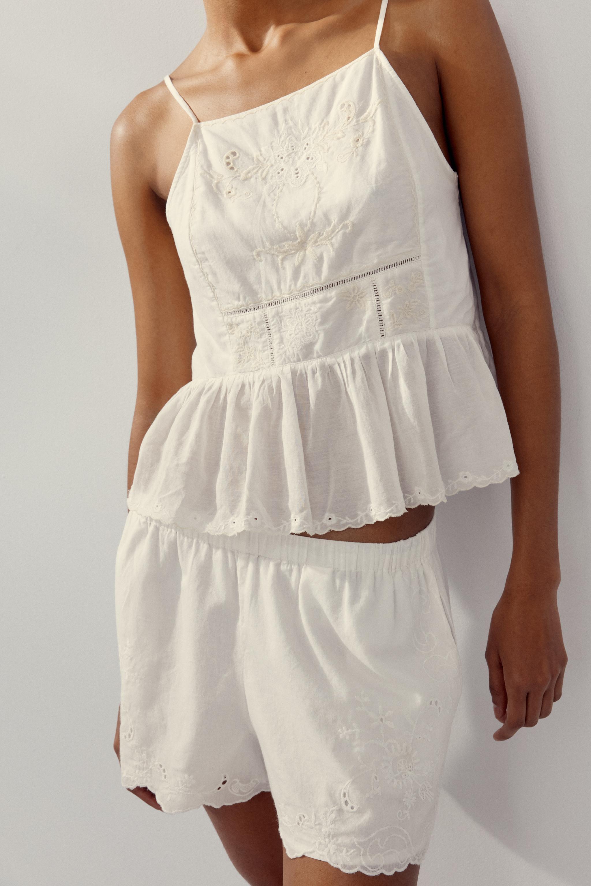 Embroidered Floral Tie Top