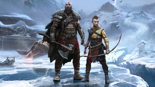 Best upcoming PS5 games; art showing Kratos on a snowy mountain