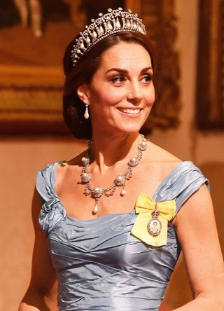 Kate Middleton attends a State Banquet in 2018