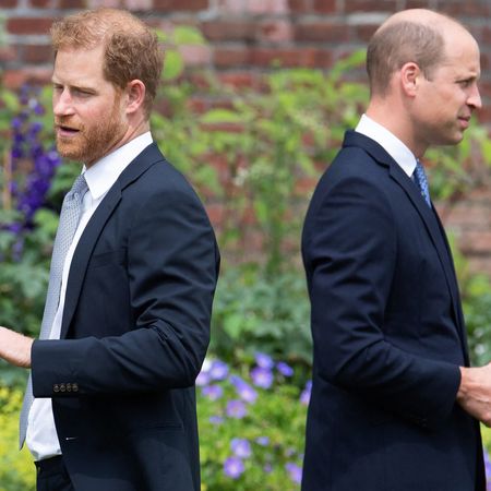 Prince William and Prince Harry standing with their backs to each other