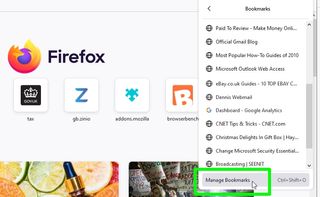 how to export Chrome bookmarks - Firefox manage bookmarks