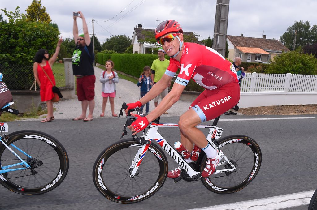 Alexander Kristoff (Katusha) enjoying his birthday in the peloton