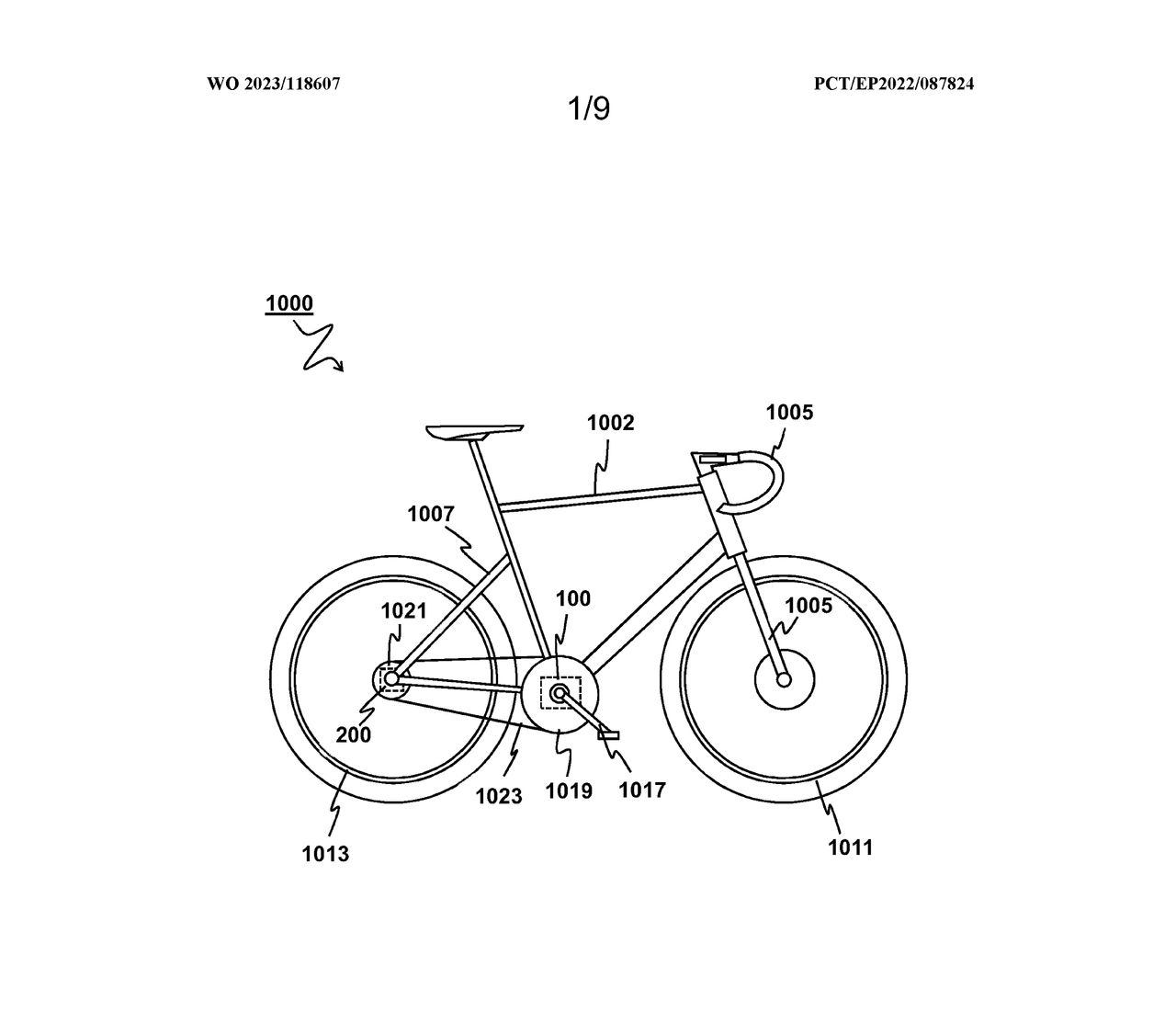 Classified patent drawing showing a bicycle