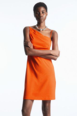 COS Asymmetric Draped Mini Dress