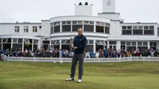 Jordan Spieth poses with the Claret Jug after winning at Royal Birkdale in 2017