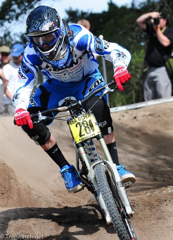 A Giant Factory racer at mid-course
