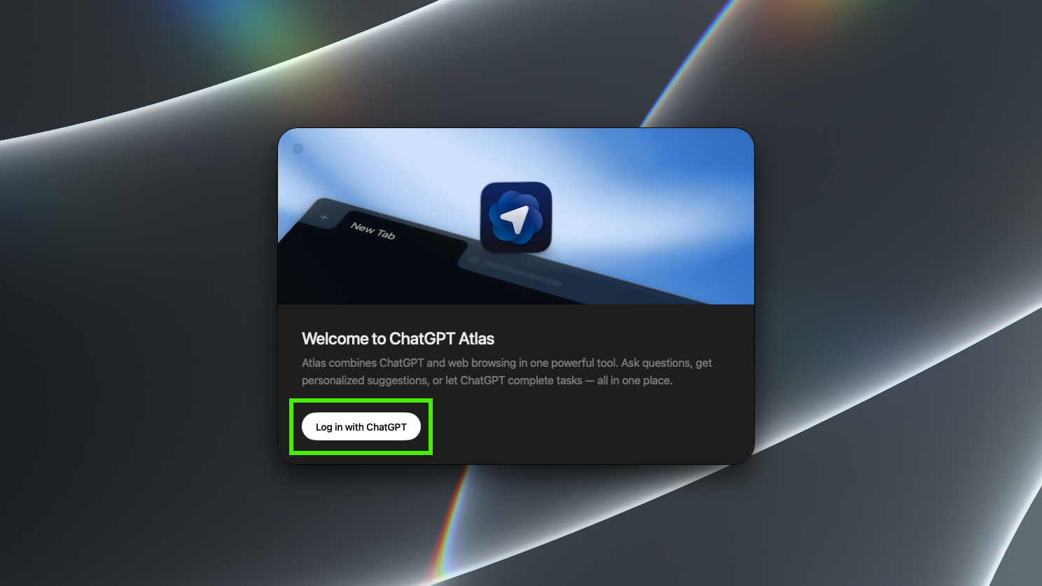 A screenshot of the ChatGPT welcome screen with the Login to ChatGPT button highlighted