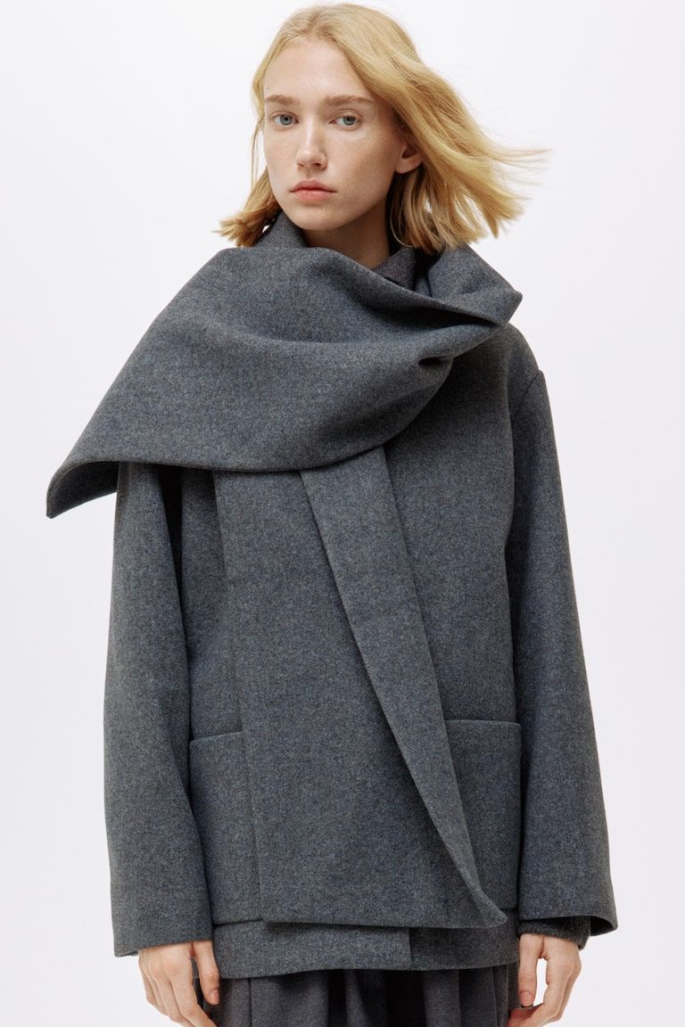 Scarf-Detail Coat