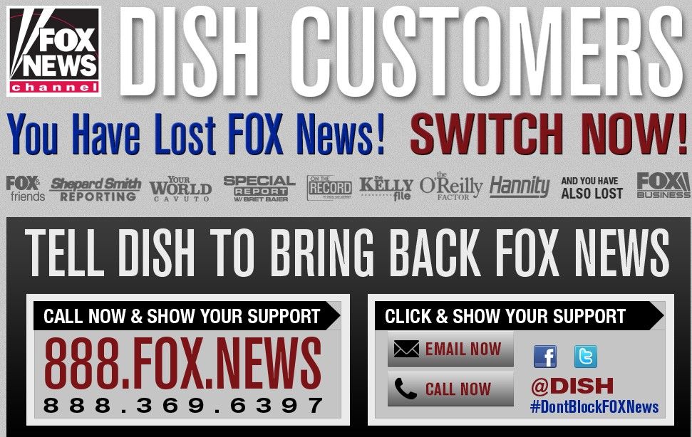 Carry Dish Has Lost 90,000 Subs from Fox News Blackout Next TV