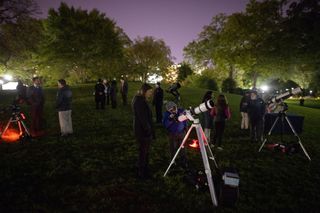Some of the telescopes scattered on the White House lawn for Astronomy Night.