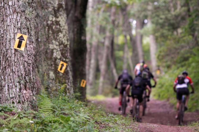 All paths lead up as racers head toward the Chestnut Ridge descent