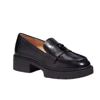 coach black chunky loafers