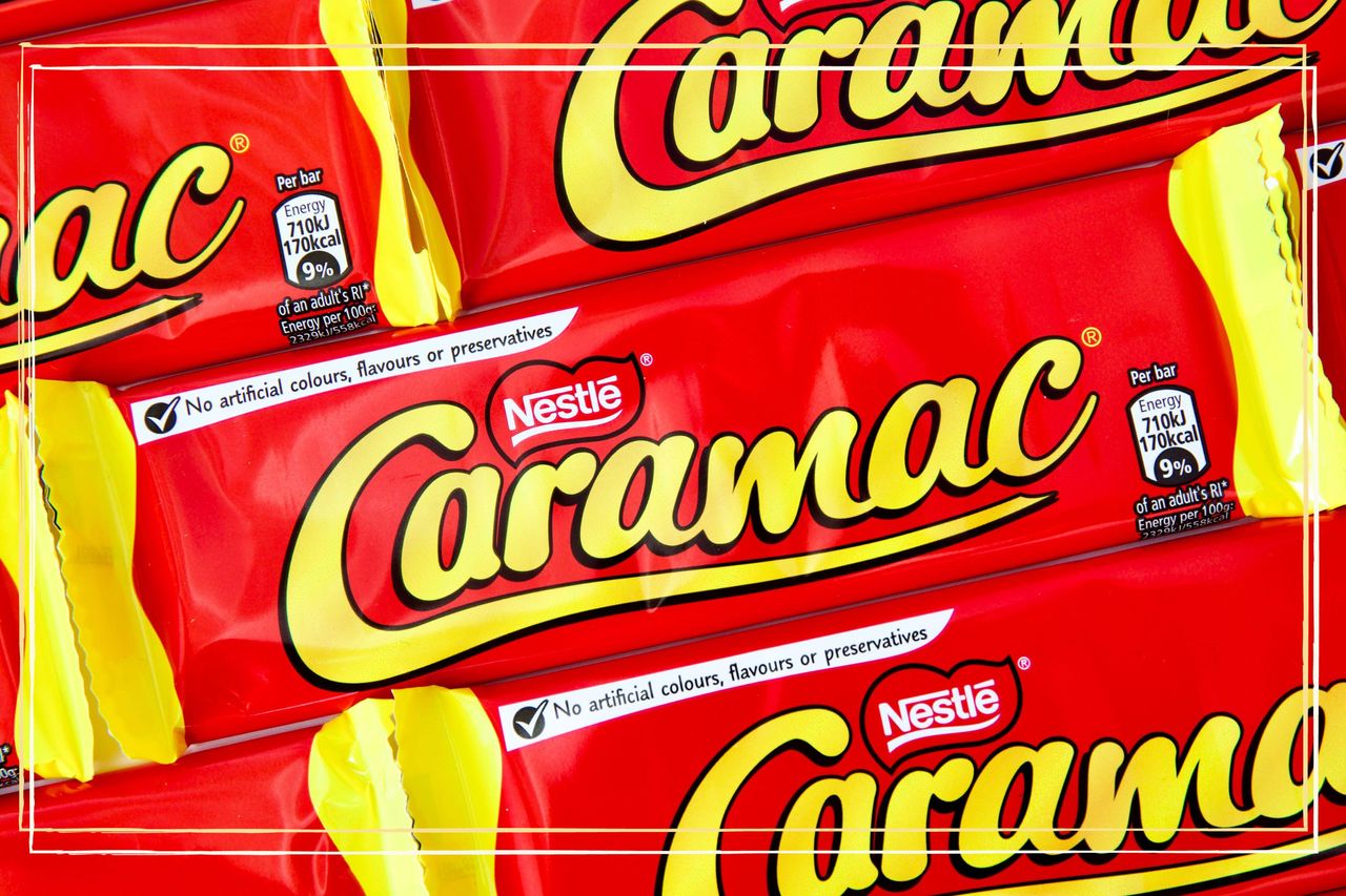 A close up of a pile of Caramac bars