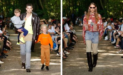 Male models walking the runway wearing clothes from the Balenciaga S/S 2018 Collection