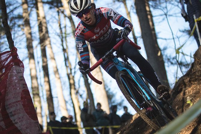 Courtenay McFadden negotiates the woods on day 2 of the NohoCX