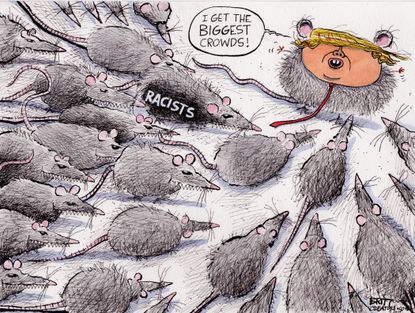 Political Cartoon Big Crowds Rat Racists Trump