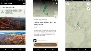 National Park Service navigation app screengrabs