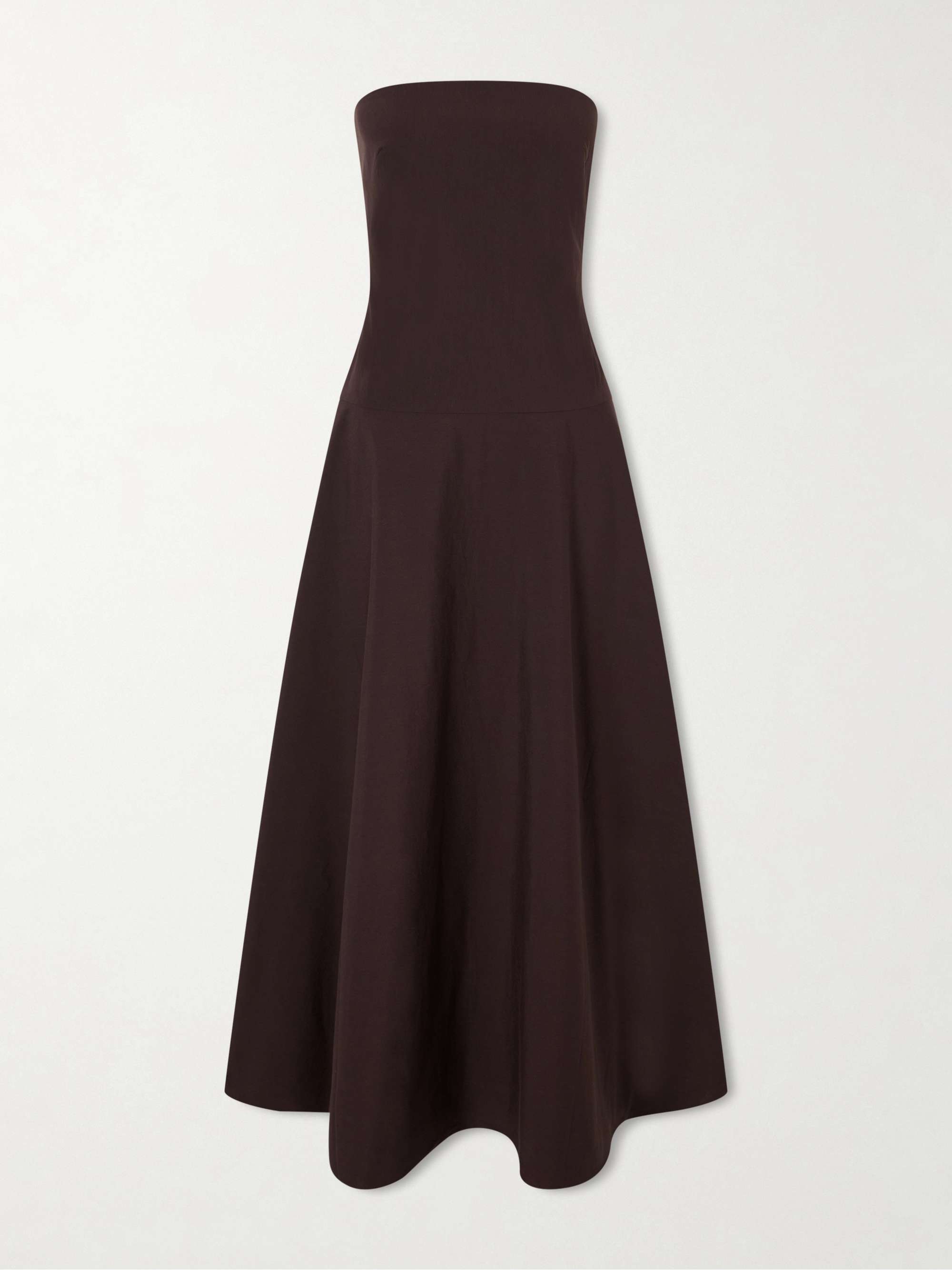 Strapless Cotton-Blend Midi Dress