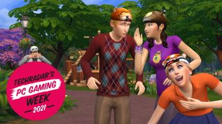 Screenshot of The Sims 4 with PC Gaming Week branding