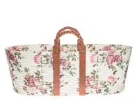 rose print moses basket with leather handles by william morris & co for dockatot at harrods