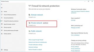 Windows Defender Antivirus firewall settings