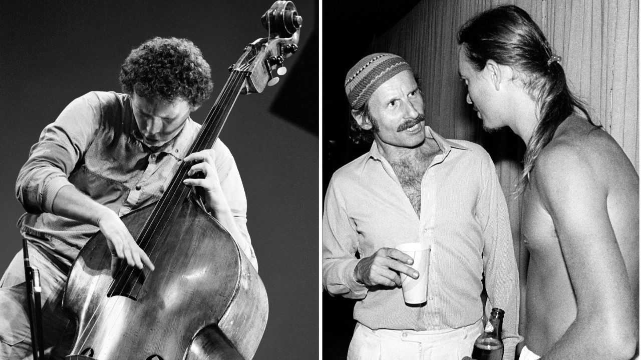 Miroslav Vitous performs on stage at North Sea Festival on July 10 1984 in The Hague, Netherlands. Joe Zawinul and Jaco Pastorius from the band Weather Report talk backstage on May 27, 1979 at the Greek Theater in Berkeley, California.