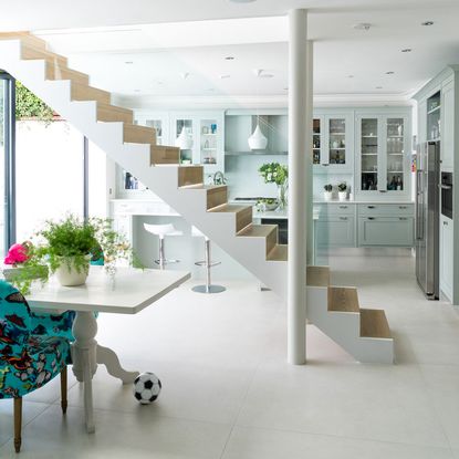 open plan basement kitchen