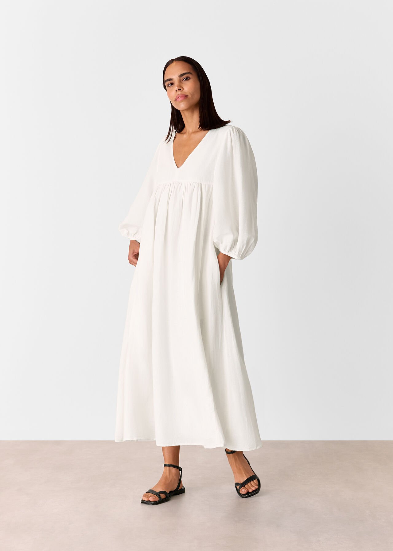 Ivory Gloria Linen Blend Dress