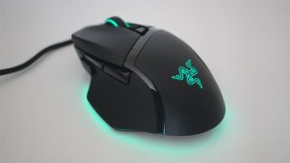 Razer Basilisk V3 gaming mouse with green RGB