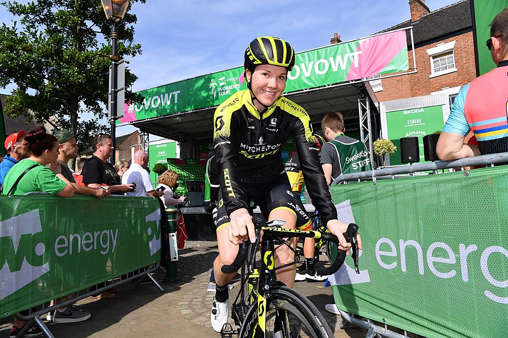 Sarah Roy at the start of stage 3 at OVO Energy Women's Tour
