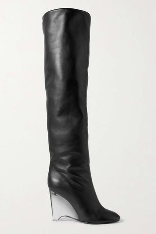 Alaia 100 leather over-the-knee wedge boots