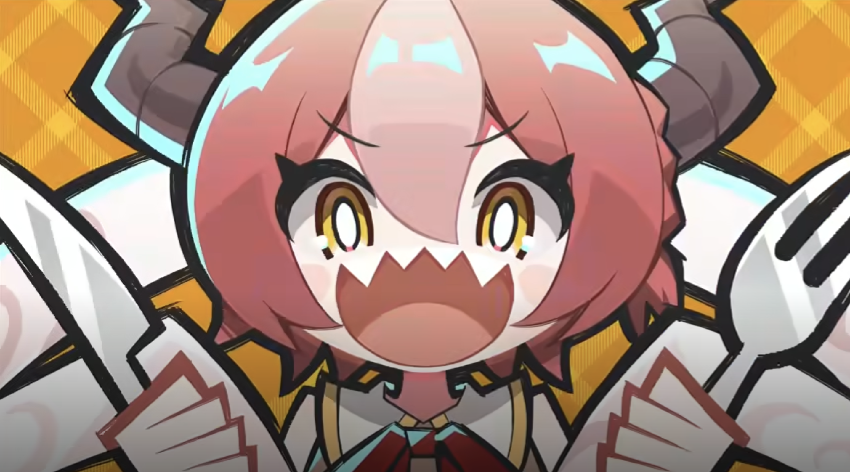 A screenshot shows the Drapline protagonist grinning while holding a fork and knife