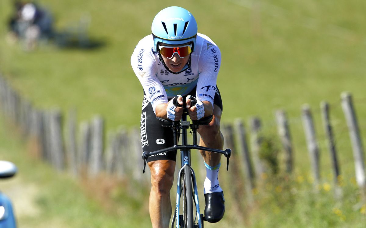 Alexey Lutsenko (Astana Pro Team) in the national time trial champion's jersey of Denmark