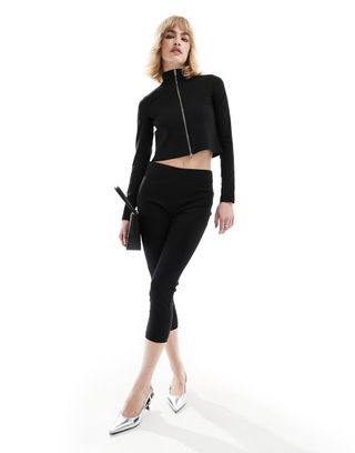 Mango Pedal Pusher Co-Ord Trousers in Black