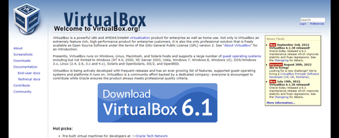 VirtualBox website screenshot