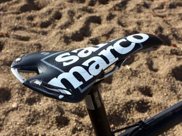 Joachim Parbo (KCH-Leopard Cycles) plants himself atop this well-worn Selle San Marco saddle.
