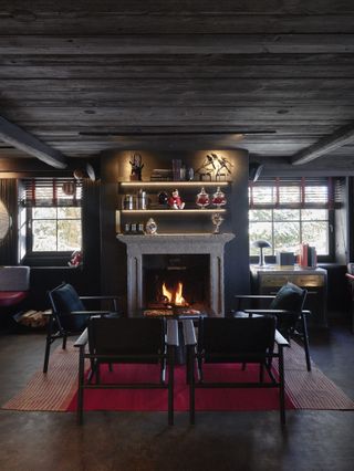 Fireplace inside Langosteria restaurant